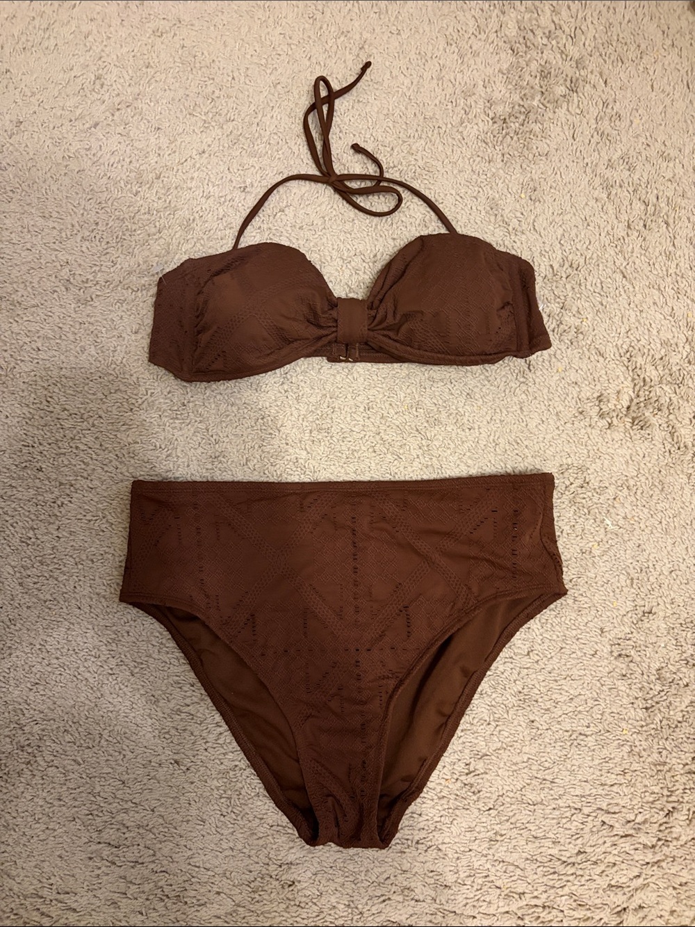 Shade & Shore Chocolate Brown High-Waist Bikini Set